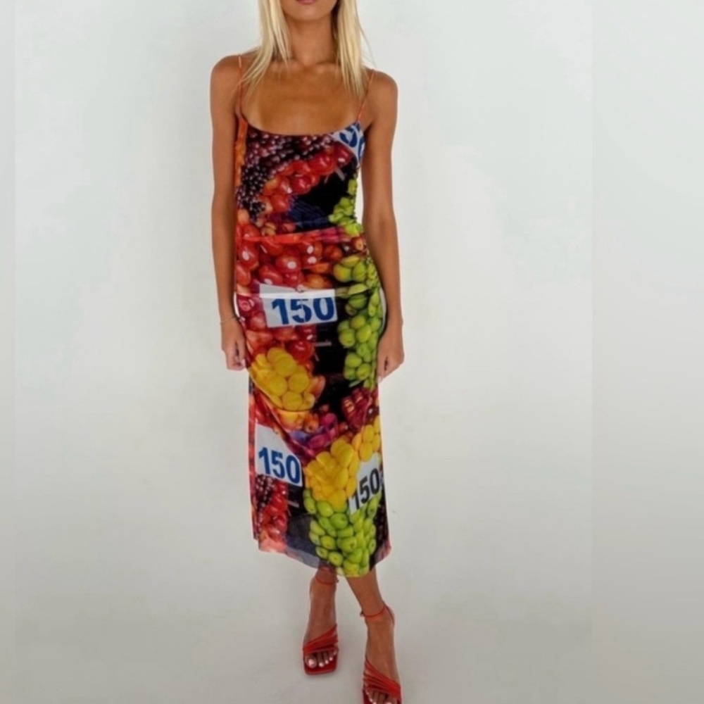 ZARA MULTICOLOR BODYCON MESH FABRIC PARTY DRESS WITH SPAGHETTI STRAPS